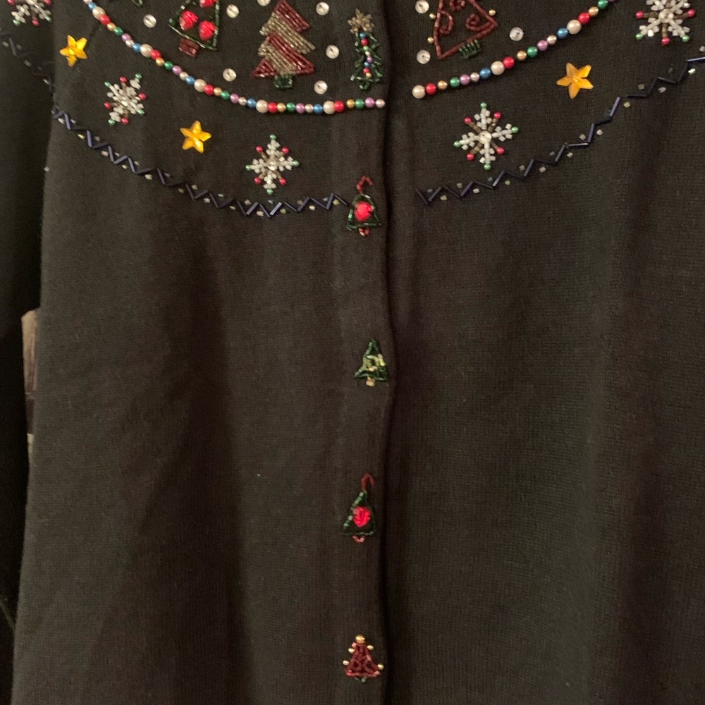 Berek Festive Black Holiday Cardigan with Multicolor Embroidery - Picture 3 of 9